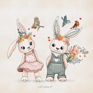 Coupon coussin les lapins amoureux