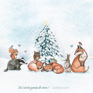 Coupon coussin les animaux de Noël sous la neige